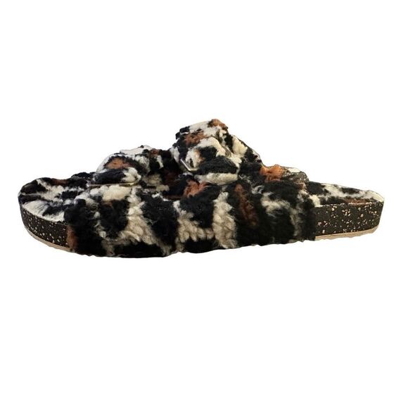 Leopard Print Fur Lined Birkenstock Type Sandal - Picture 2 of 9